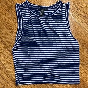 Forever 21 Navy Striped Crop Top